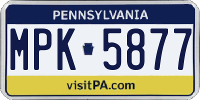 PA license plate MPK5877