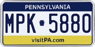 PA license plate MPK5880