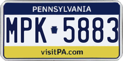PA license plate MPK5883