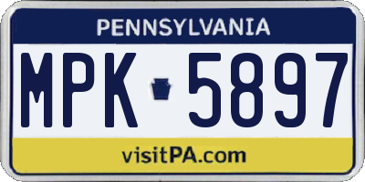 PA license plate MPK5897