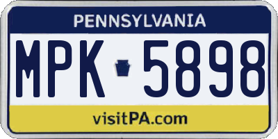 PA license plate MPK5898