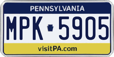 PA license plate MPK5905