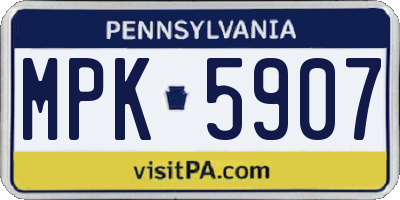 PA license plate MPK5907