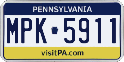 PA license plate MPK5911