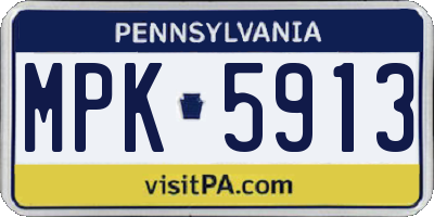 PA license plate MPK5913