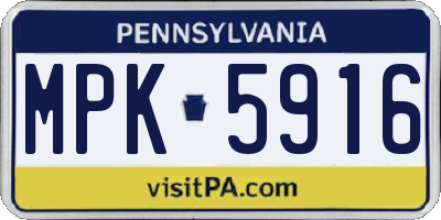 PA license plate MPK5916