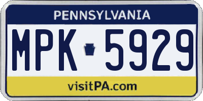 PA license plate MPK5929