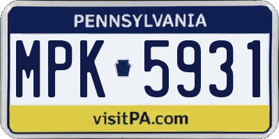PA license plate MPK5931