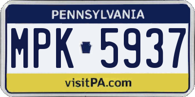 PA license plate MPK5937