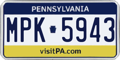 PA license plate MPK5943
