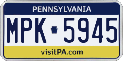 PA license plate MPK5945