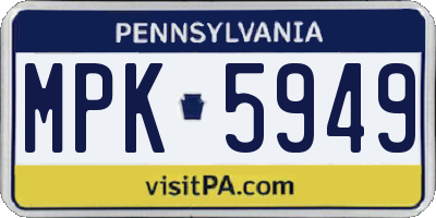 PA license plate MPK5949