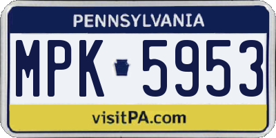 PA license plate MPK5953