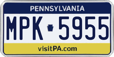 PA license plate MPK5955
