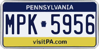 PA license plate MPK5956