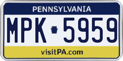 PA license plate MPK5959