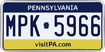 PA license plate MPK5966