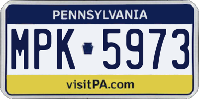 PA license plate MPK5973