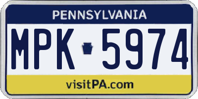 PA license plate MPK5974