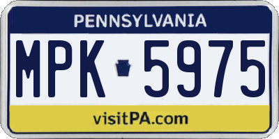 PA license plate MPK5975