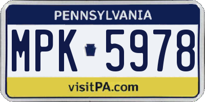 PA license plate MPK5978
