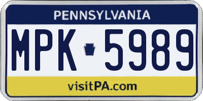 PA license plate MPK5989