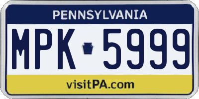 PA license plate MPK5999