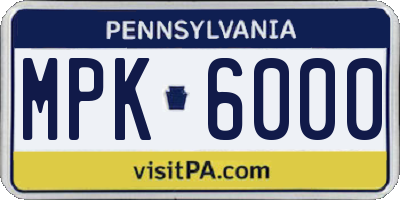 PA license plate MPK6000