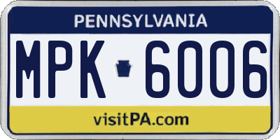 PA license plate MPK6006