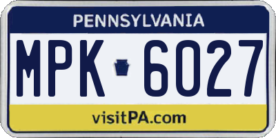 PA license plate MPK6027