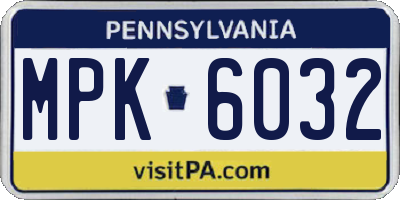 PA license plate MPK6032