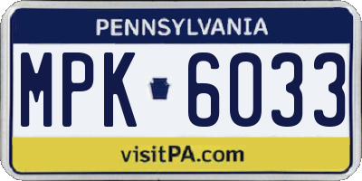 PA license plate MPK6033
