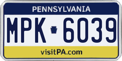 PA license plate MPK6039