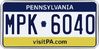 PA license plate MPK6040
