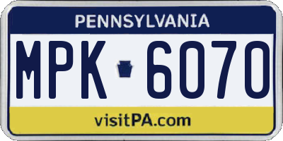 PA license plate MPK6070