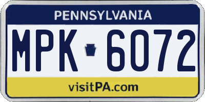 PA license plate MPK6072