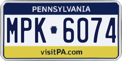 PA license plate MPK6074
