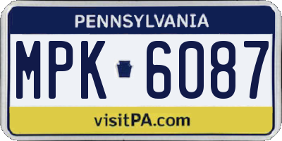 PA license plate MPK6087