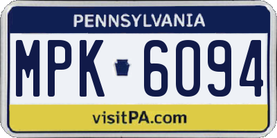 PA license plate MPK6094