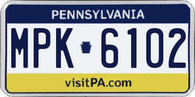 PA license plate MPK6102