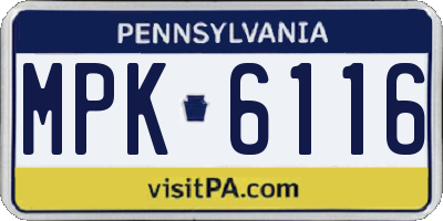 PA license plate MPK6116