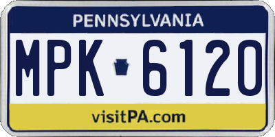 PA license plate MPK6120