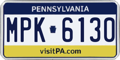 PA license plate MPK6130