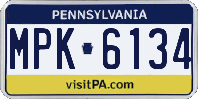 PA license plate MPK6134