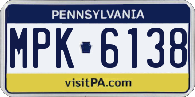 PA license plate MPK6138