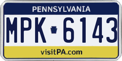 PA license plate MPK6143