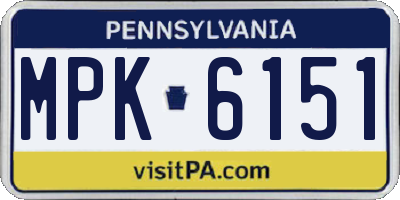 PA license plate MPK6151