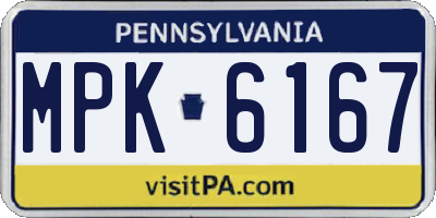 PA license plate MPK6167