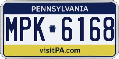 PA license plate MPK6168