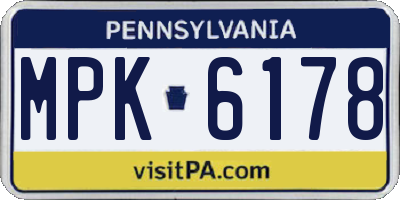 PA license plate MPK6178